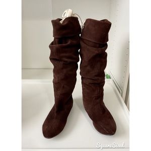 Brown suede boots